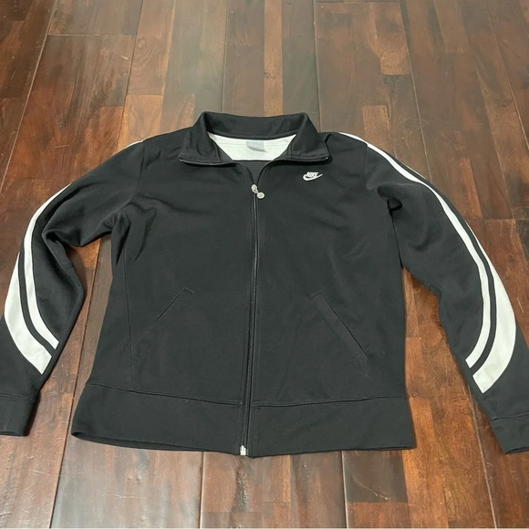 Vintage 90s Nike Track Jacket Women’s Size XL (16-18) Black And White Full Zip - Picture 2 of 14